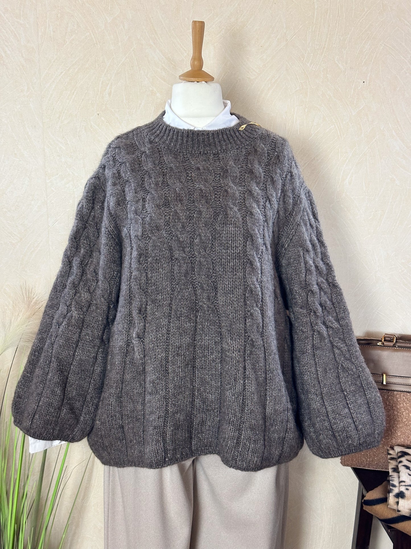 LENS PULLOVER MIT ZOPFMUSTER