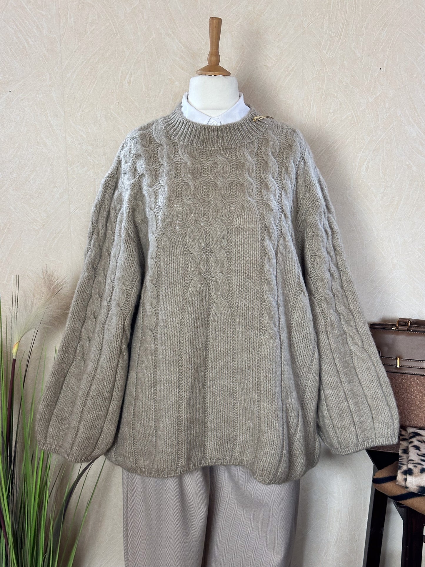 LENS PULLOVER MIT ZOPFMUSTER