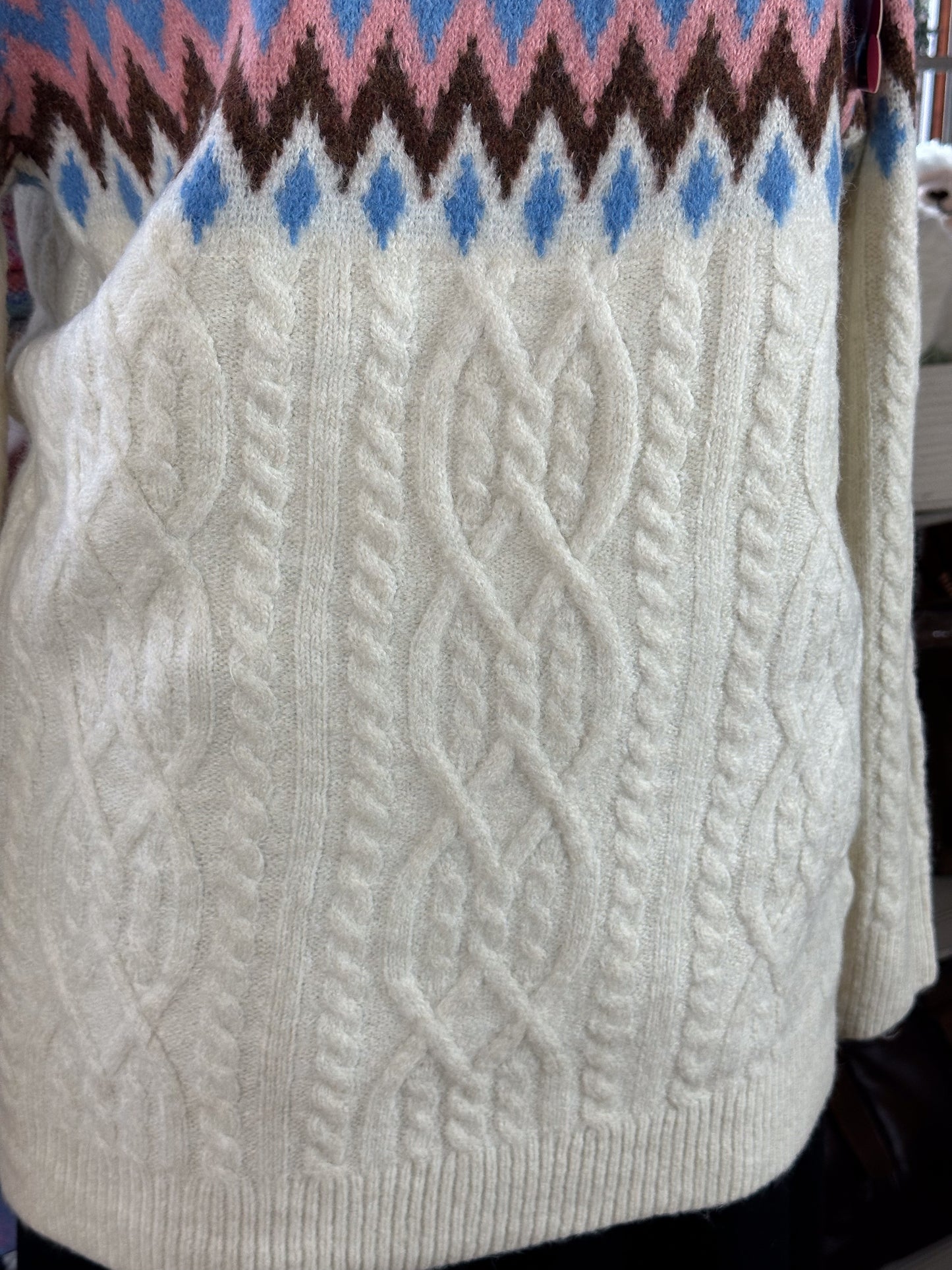 PULLOVER NORWEGER & ZOPFMUSTER CREME