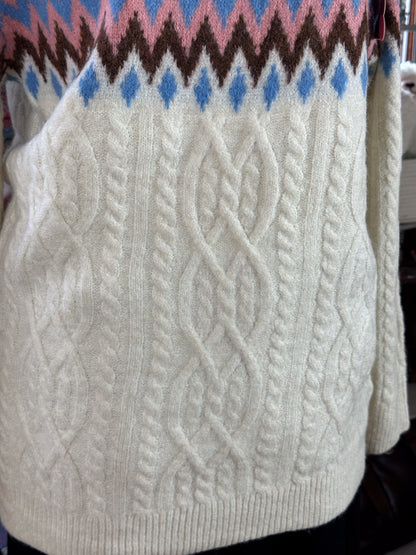 PULLOVER NORWEGER & ZOPFMUSTER CREME