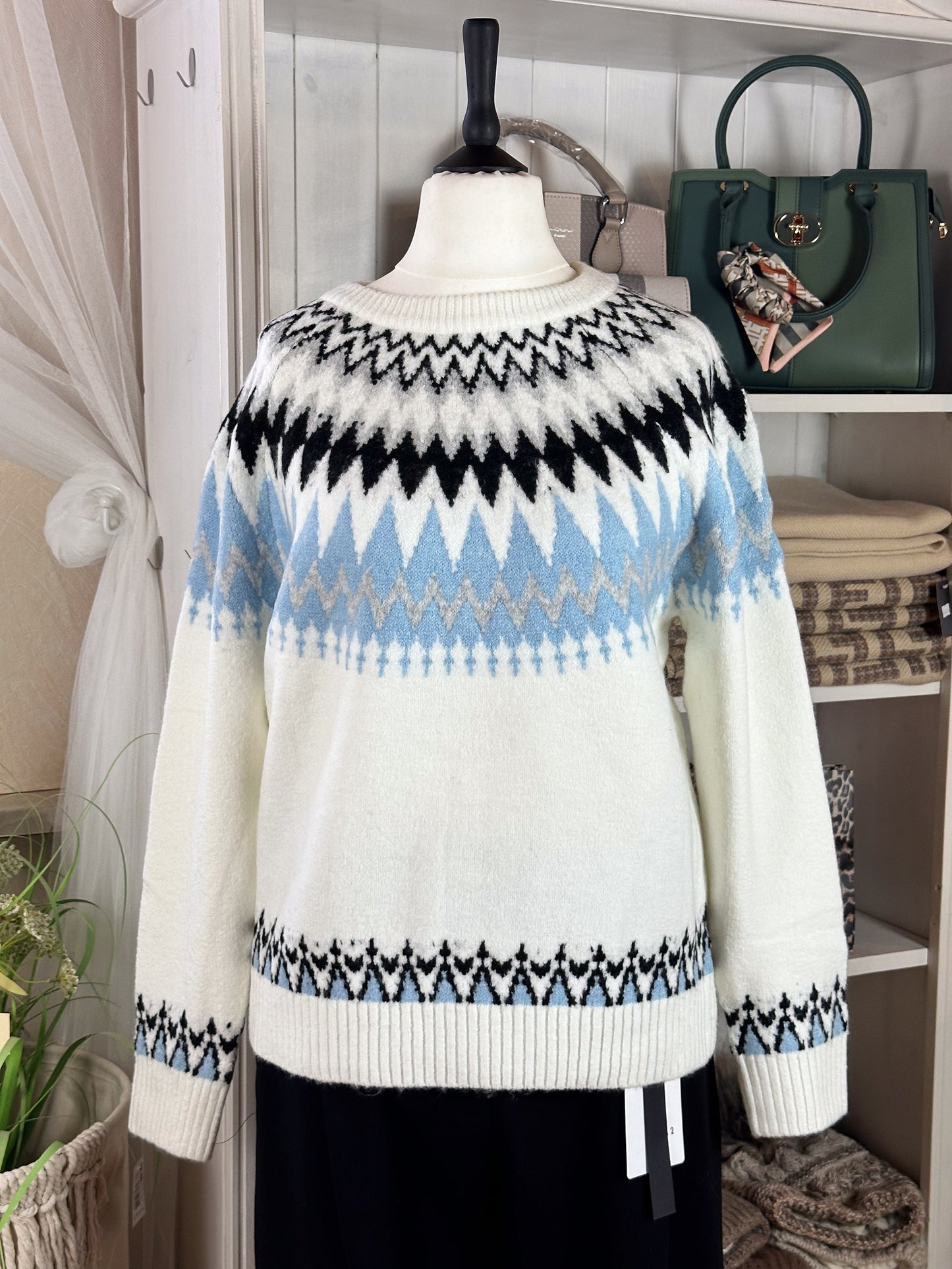 PULLOVER NORWEGER WEIß