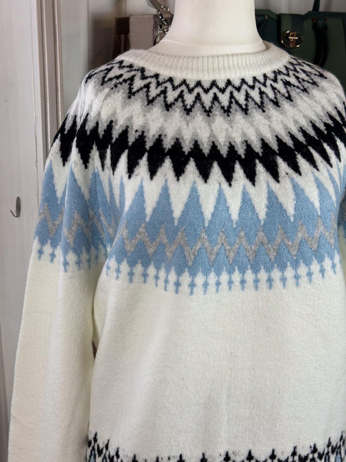 PULLOVER NORWEGER WEIß