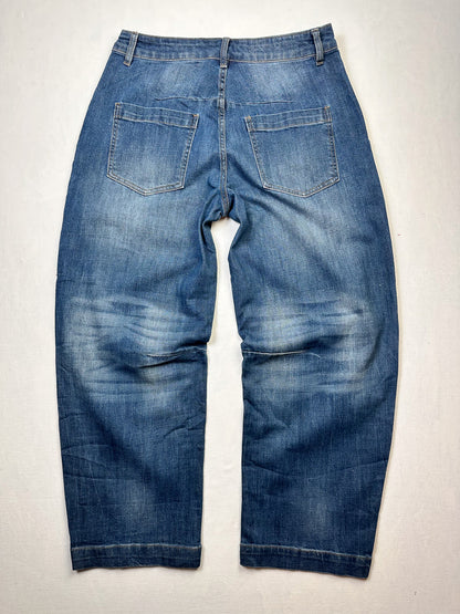 SEXY WOMAN BARREL JEANSHOSE BLAU