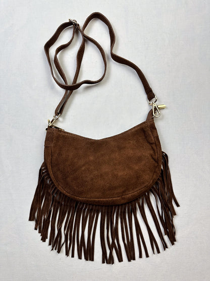 BORSE IN PELLE WILDLEDER TASCHE MIT FRANSEN versch. Farben