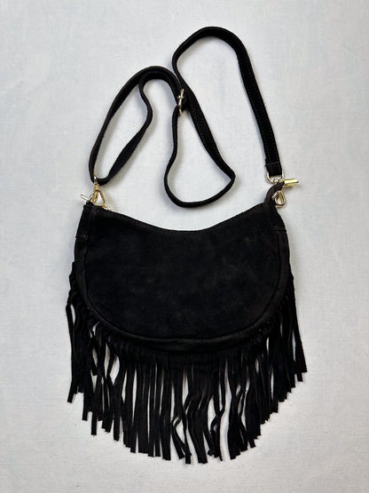 BORSE IN PELLE WILDLEDER TASCHE MIT FRANSEN versch. Farben