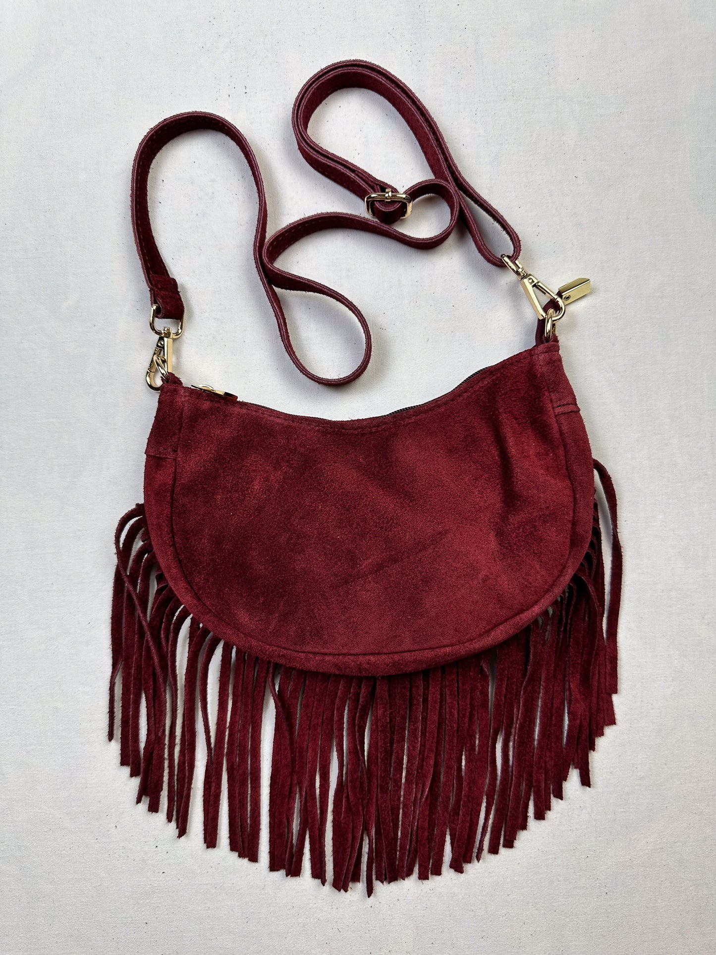 BORSE IN PELLE WILDLEDER TASCHE MIT FRANSEN versch. Farben