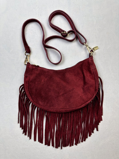 BORSE IN PELLE WILDLEDER TASCHE MIT FRANSEN versch. Farben