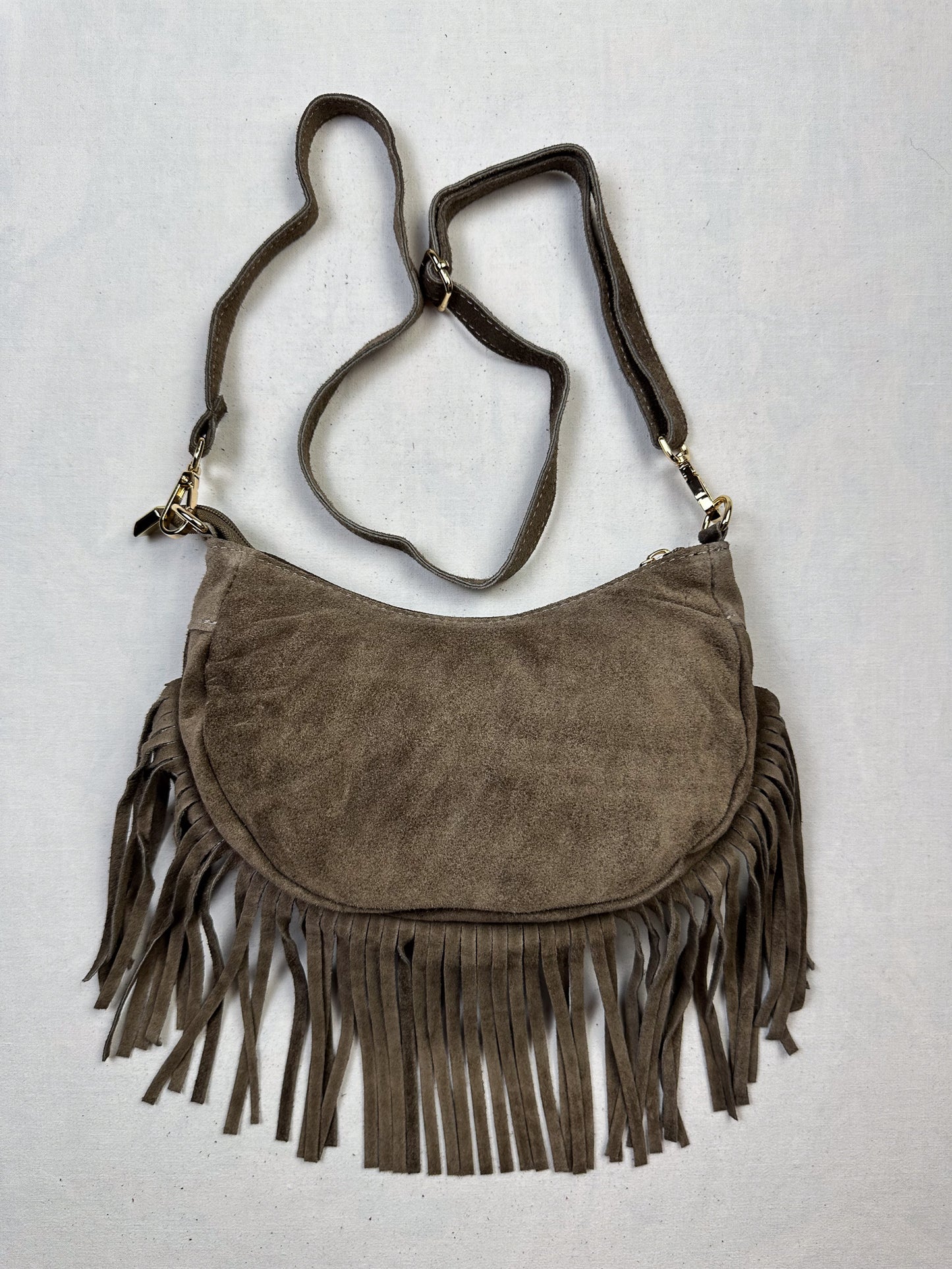 BORSE IN PELLE WILDLEDER TASCHE MIT FRANSEN versch. Farben