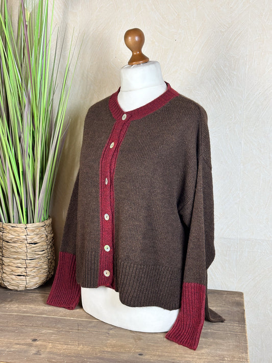 NUIT VOKUHILA CARDIGAN Braun - Weinrot