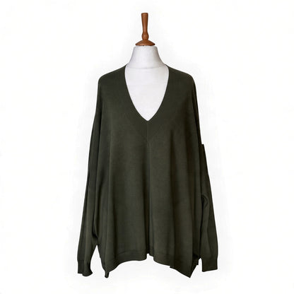 Oversize Feinstrick Pullover V-Ausschnitt ALVA