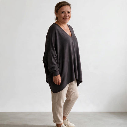 Oversize Feinstrick Pullover V-Ausschnitt ALVA