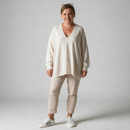 Oversize Feinstrick Pullover V-Ausschnitt ALVA